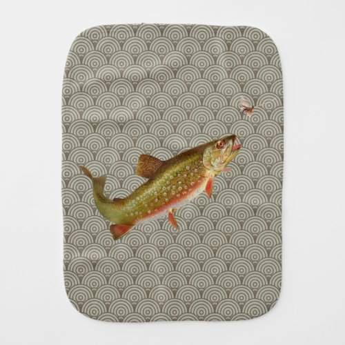 Vintage Rainbow Trout Fly Fishing Burp Cloth