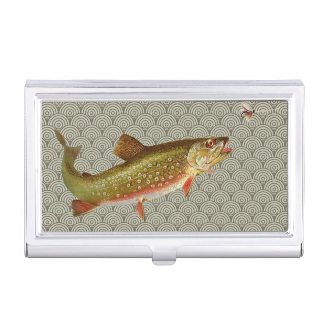 Vintage Rainbow Trout Fly Fishing Business Card Case (Front)