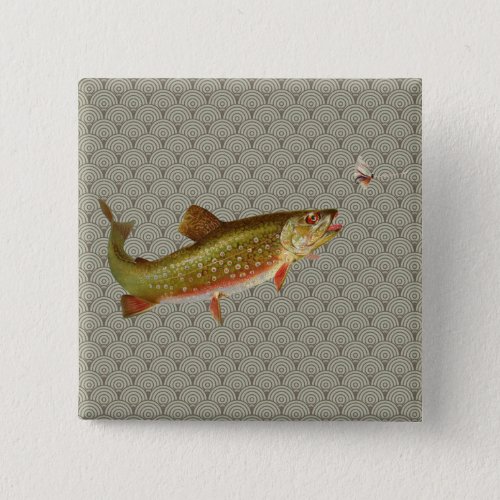 Vintage Rainbow Trout Fly Fishing Button