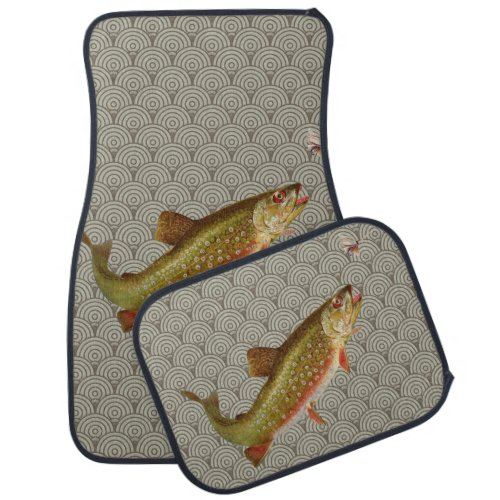 Vintage Rainbow Trout Fly Fishing Car Floor Mat