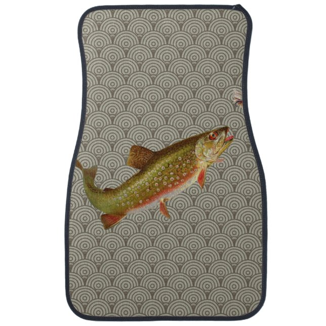 Vintage Rainbow Trout Fly Fishing Car Mat (Front)