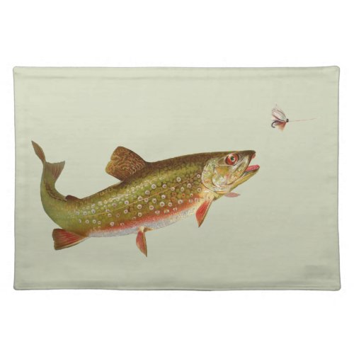 Vintage Rainbow Trout Fly Fishing Cloth Placemat