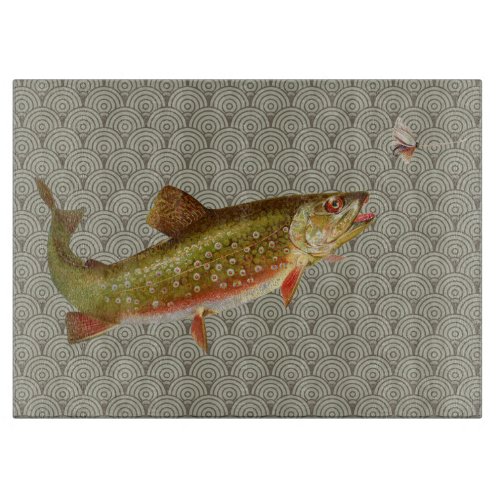 Vintage Rainbow Trout Fly Fishing Cutting Board