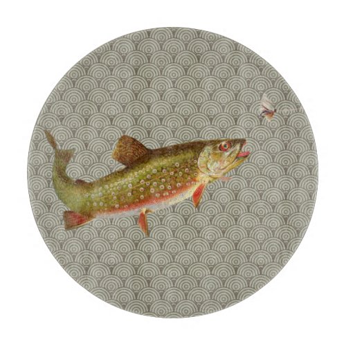 Vintage Rainbow Trout Fly Fishing Cutting Board