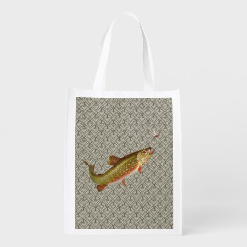 Vintage Rainbow Trout Fly Fishing Grocery Bag