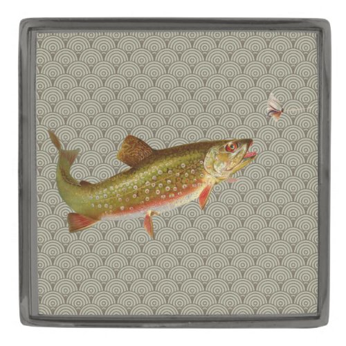 Vintage Rainbow Trout Fly Fishing Gunmetal Finish Lapel Pin