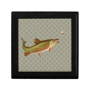 Vintage Rainbow Trout Fly Fishing Jewelry Box