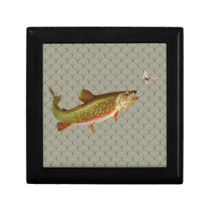 Vintage Rainbow Trout Fly Fishing Jewelry Box