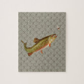Vintage Brook Trout Fish, Sports Fishing Fisherman Jigsaw Puzzle