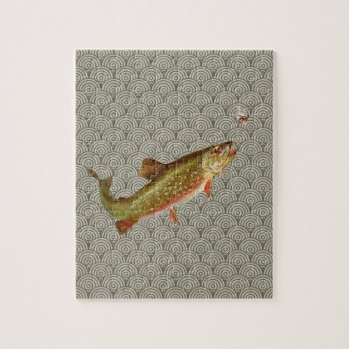 Vintage Rainbow Trout Fly Fishing Jigsaw Puzzle