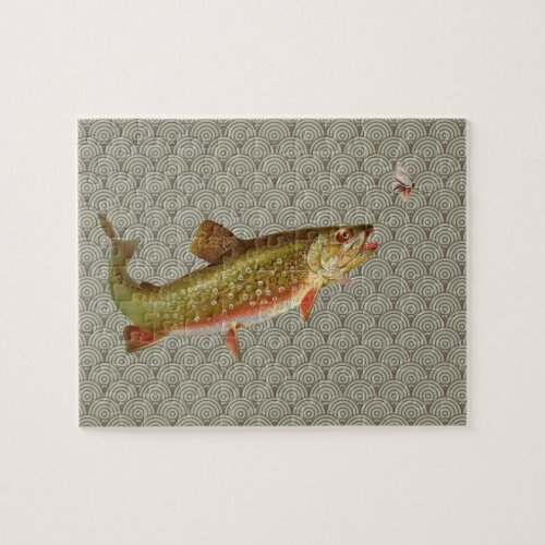 Vintage Rainbow Trout Fly Fishing Jigsaw Puzzle