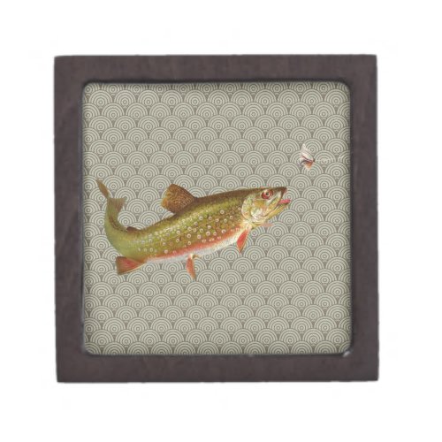 Vintage Rainbow Trout Fly Fishing Keepsake Box