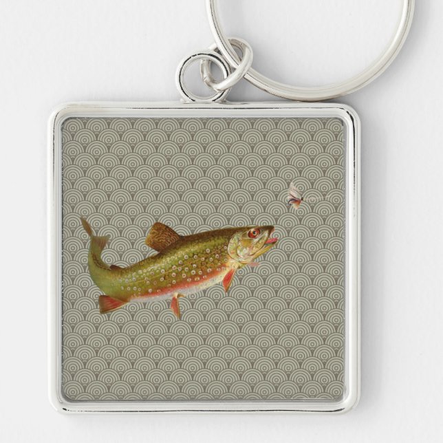 Vintage Rainbow Trout Fly Fishing Keychain (Front)