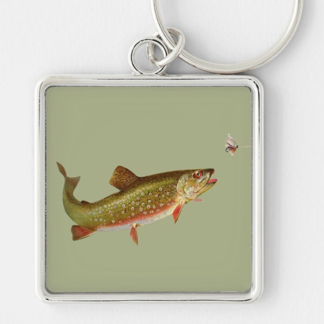 Vintage Rainbow Trout Fly Fishing Keychain (Front)