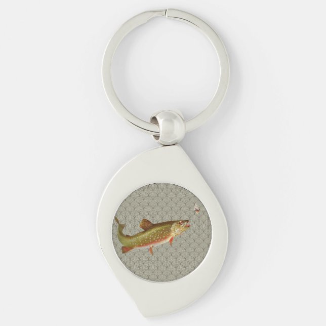 Vintage Rainbow Trout Fly Fishing Keychain (Front)
