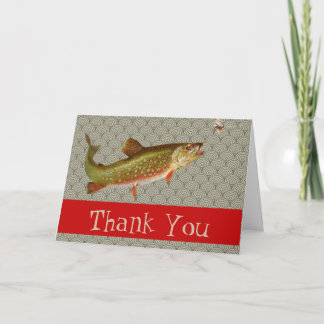 Vintage Rainbow Trout Fly Fishing Letterpress Thank You Card