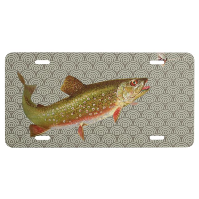 Vintage Rainbow Trout Fly Fishing License Plate (Front)