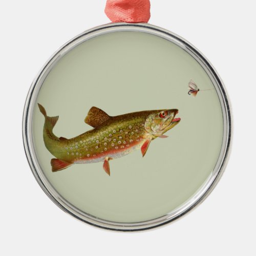 Vintage Rainbow Trout Fly Fishing Metal Ornament