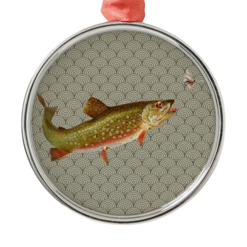 Vintage Rainbow Trout Fly Fishing Metal Ornament