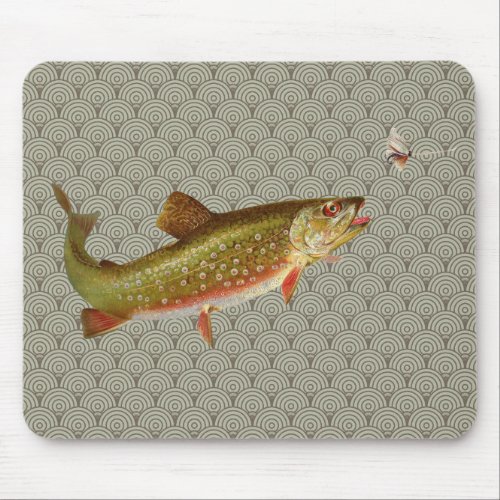 Vintage Rainbow Trout Fly Fishing Mouse Pad