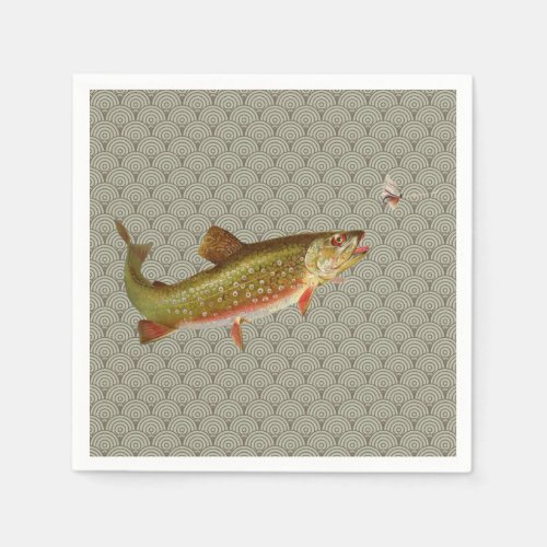 Vintage Rainbow Trout Fly Fishing Paper Napkins