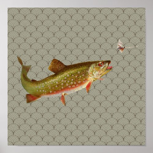 Vintage Rainbow Trout Fly Fishing Poster