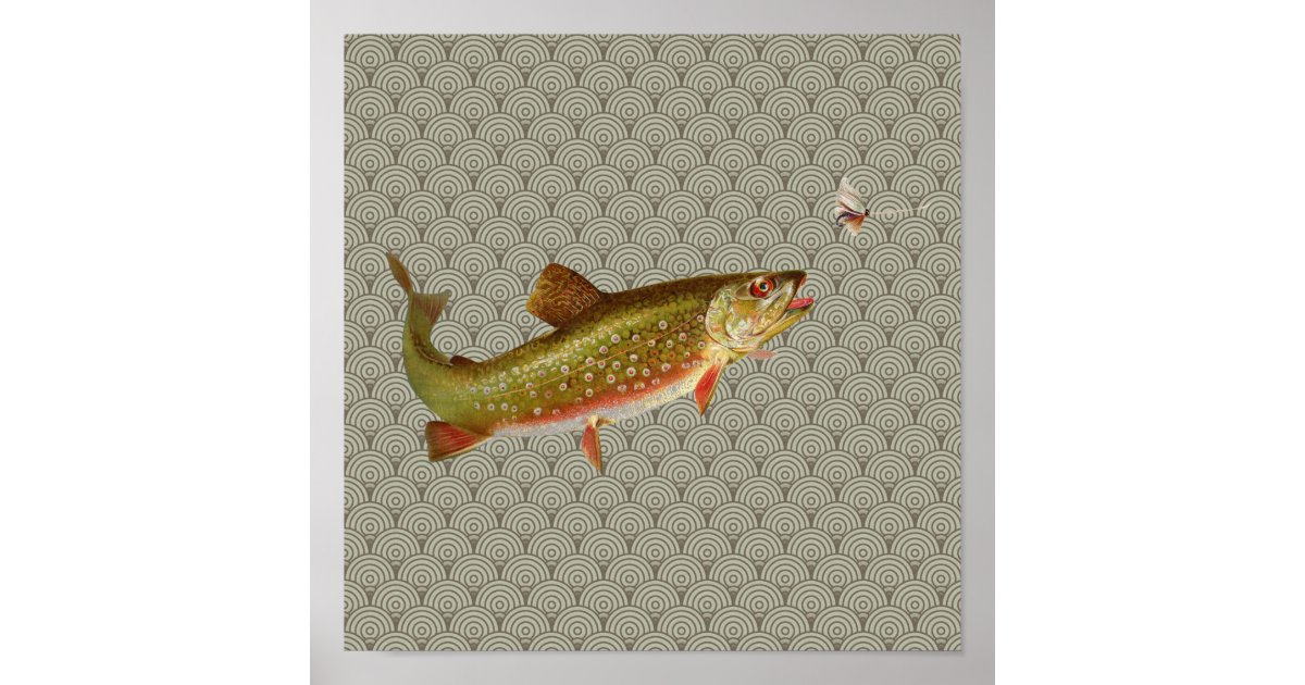 Vintage Rainbow Trout Fly Fishing Poster | Zazzle