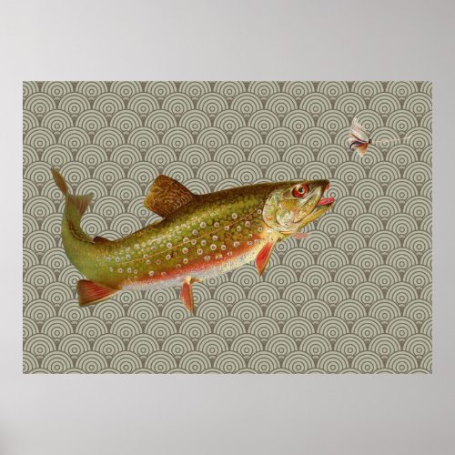 Vintage Rainbow Trout Fly Fishing Poster