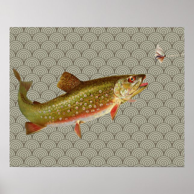 Vintage Rainbow Trout Fly Fishing Poster (Front)
