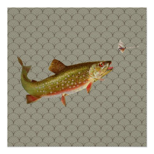 Vintage Rainbow Trout Fly Fishing Poster