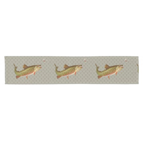 Vintage Rainbow Trout Fly Fishing Short Table Runner