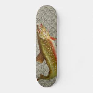 Vintage Rainbow Trout Fly Fishing Skateboard