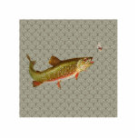 Vintage Rainbow Trout Fly Fishing Statuette<br><div class="desc">This illustration is a vintage trout fish painting,  jumping for the fly. The gorgeous fish is the lovely trout,  and the rainbow trout image is for someone who loves to catch and release or fish for dinner.</div>