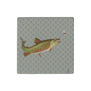 Vintage Rainbow Trout Fly Fishing Stone Magnet