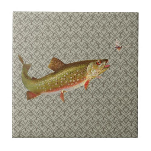 Vintage Rainbow Trout Fly Fishing Tile
