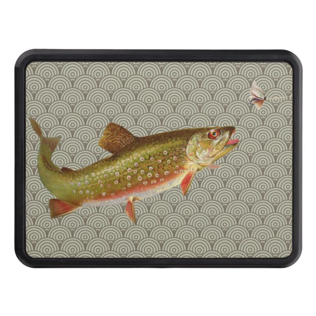 Vintage Rainbow Trout Fly Fishing Tow Hitch Cover (Front)