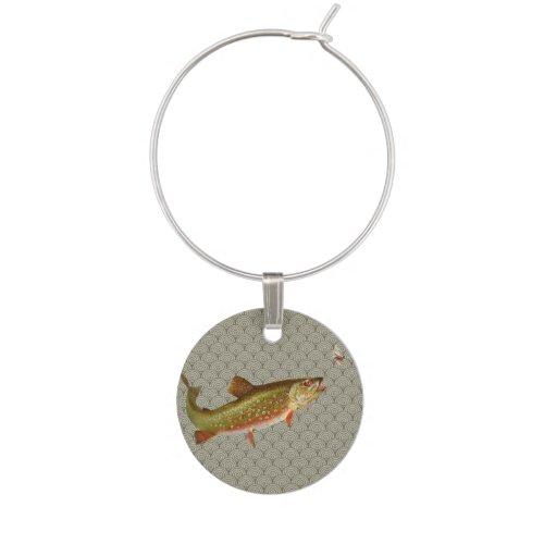 Vintage Rainbow Trout Fly Fishing Wine Glass Charm