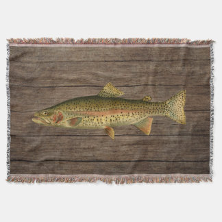 Vintage Rainbow Trout Throw Blanket