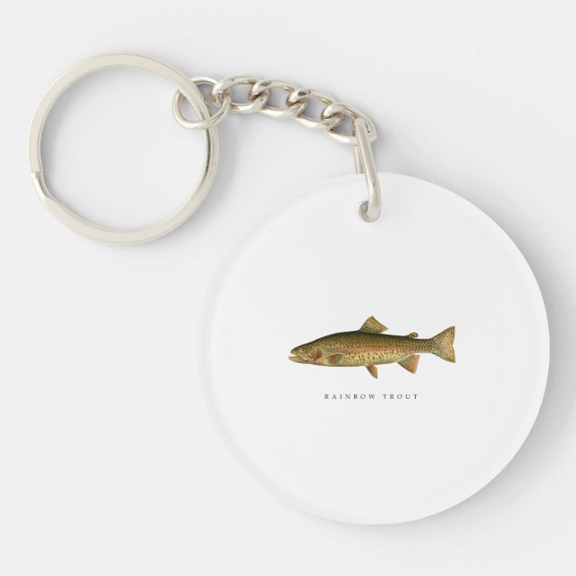 Vintage Rainbow Trout White Acrylic Keychain (Front)