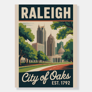 Vintage Raleigh North Carolina Retro Travel Poster