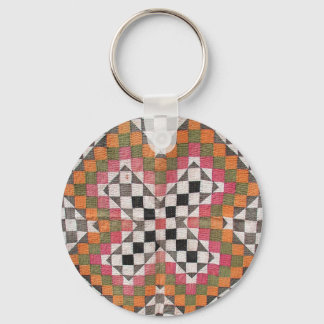 Vintage Ralli Quilt Orange Keychain