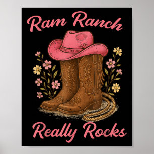 Vintage Ram Ranch Really Rocks Cowboy Boots Wester Poster
