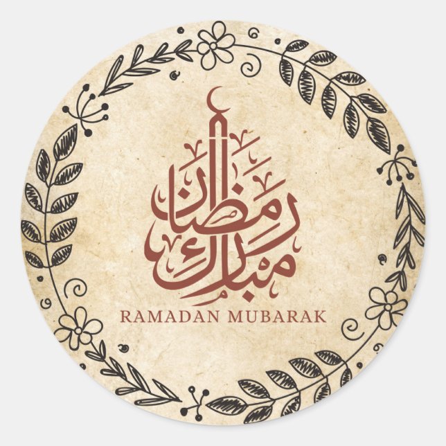 Vintage Ramadan Mubarak  Classic Round Sticker (Front)