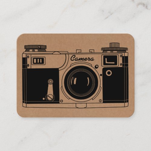 Vintage Rangefinder Camera _ Cardboard Rounded Business Card
