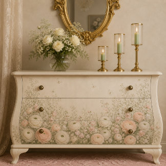 Vintage Ranunculus & Baby's Breath Decoupage Tissu Tissue Paper