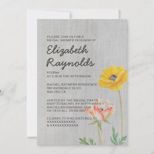 Vintage Ranunculus Bridal Shower Invitations