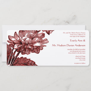 Vintage Ranunculus Rose Burgundy Wedding  Invitation