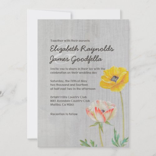Vintage Ranunculus Wedding Invitations