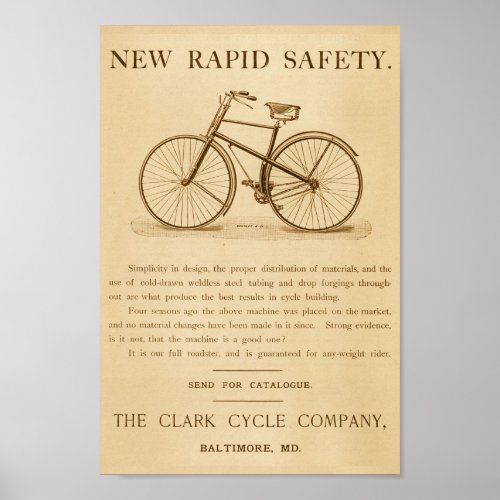 Vintage Rapid Safety Bicycles Ad Art Poster