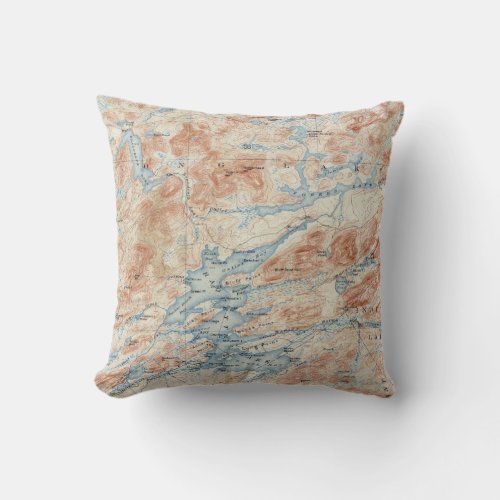 Vintage Raquette Lake New York Topographical Map Throw Pillow